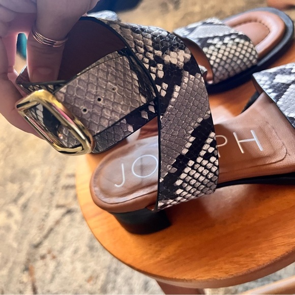 JOSEPH Snake Print Leather Ankle Wrap Block Heel Sandals Size 35 - Picture 4 of 9